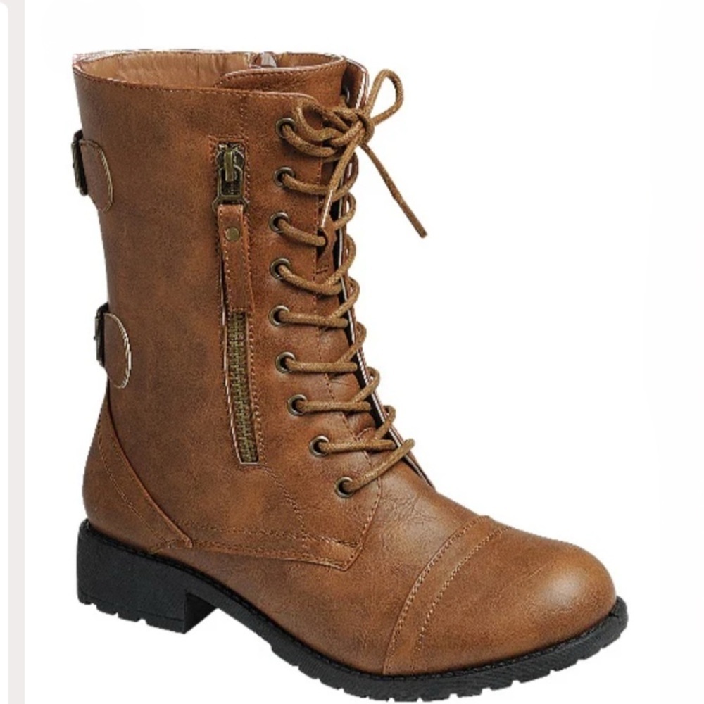 Women’s Tan Combat Lace Up Boots